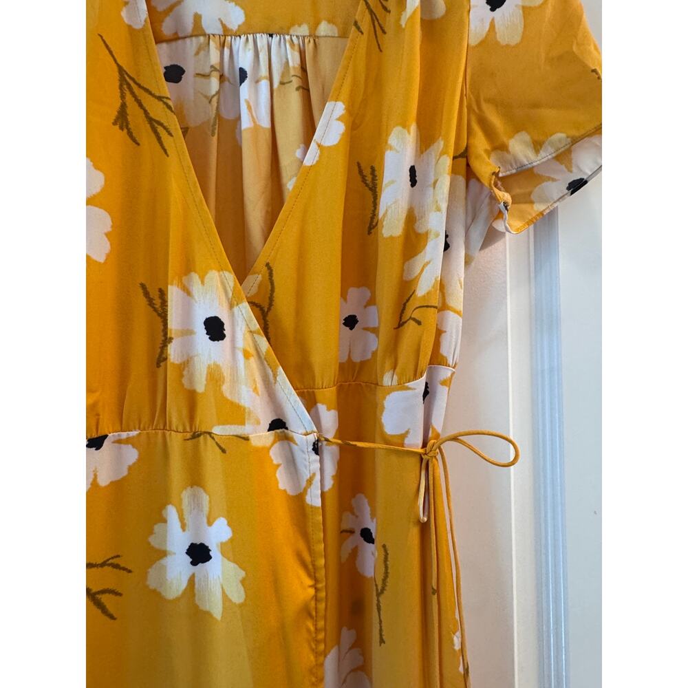 Madewell Floral Wrap Maxi Dress S Mustard Yellow Cottagecore Boho - Picture 6 of 7